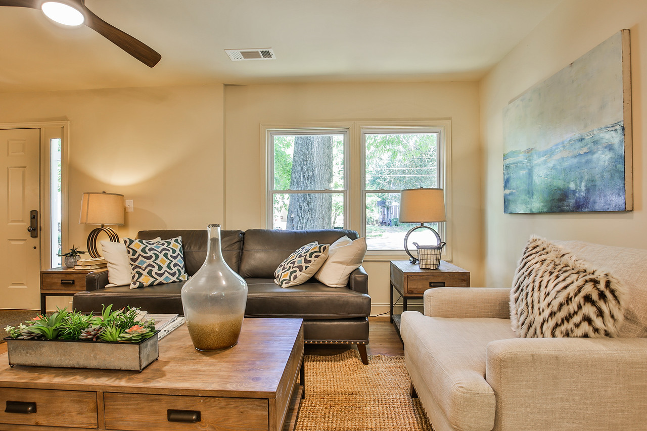 Furniture by England Furniture, Lighting by Savoy House, Custom Art by Pat Shankle, Stager